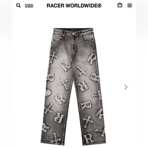 Racer Worldwide Washed Patched Jeans Size 26